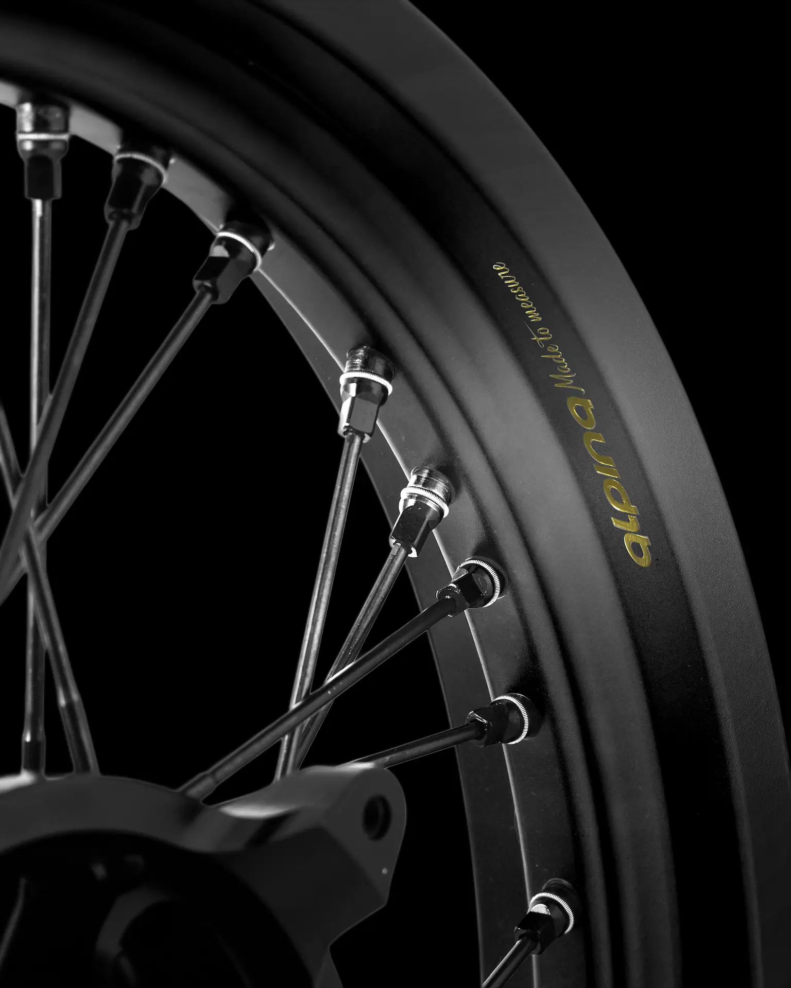 Marchio Made to Measure applicato sul cerchio di una ruota Alpina.